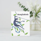 Bangladesch-Affen-Vintages Urlaubspopster Postkarte (Stehend Vorderseite)