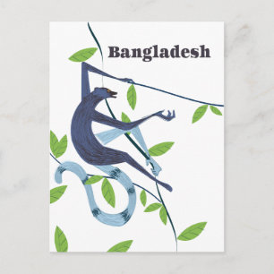 Bangladesch-Affen-Vintages Urlaubspopster Postkarte