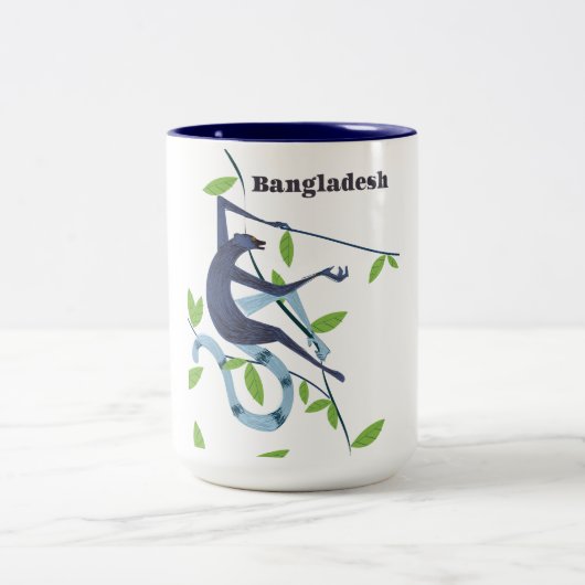 Bangladesch-Affen-Vintages Urlaubspopster Zweifarbige Tasse (Mittel)