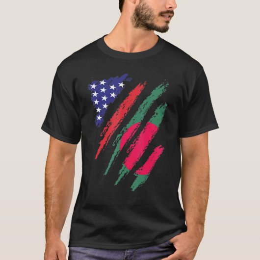 Bangladesch American Ground Flag USA Patriot Herit T-Shirt (Vorderseite)