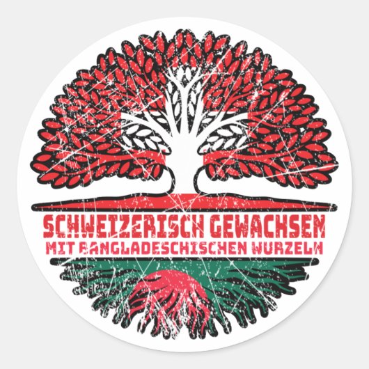 Bangladesch Bangladeschisch Schweizer Schweiz Baum Runder Aufkleber (Vorderseite)