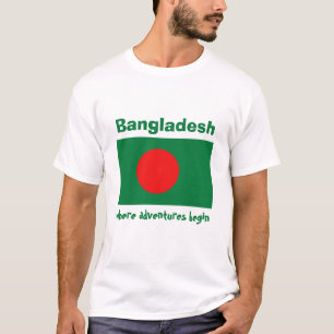 Bangladesch-Flagge + Karte + Text-T-Shirt T-Shirt