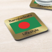 Bangladesch-Flagge+Text-Untersetzer Getränkeuntersetzer (Linke Seite)