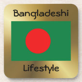 Bangladesch-Flagge+Text-Untersetzer Getränkeuntersetzer (Vorderseite)