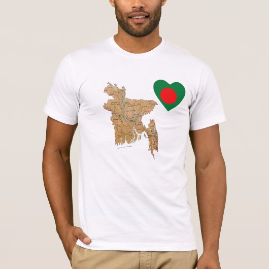 Bangladesch Flaggenherz und T - Shirt (Vorderseite)