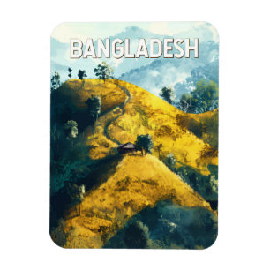 Bangladesch-Illustration Reise Kunst Vintage Magnet