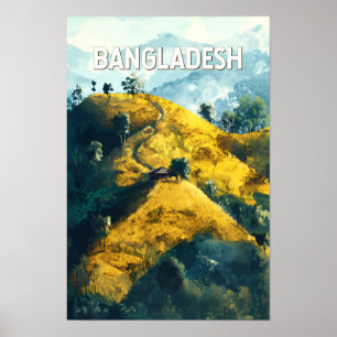Bangladesch Illustration Reise Kunst Vintage Poster