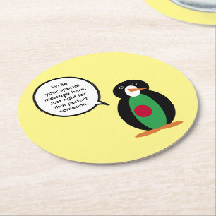 Bangladesch Sprechende Ms Penguin Personalisiert Runder Pappuntersetzer