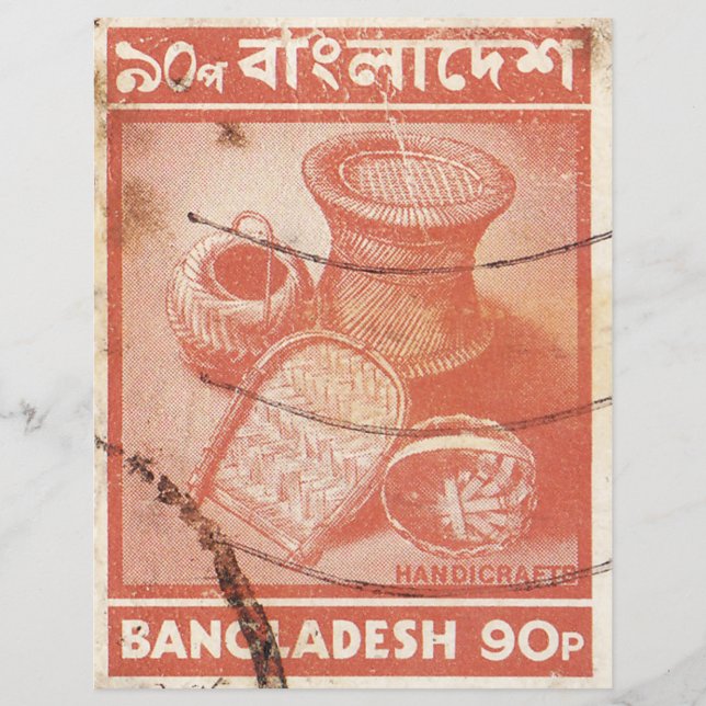 Bangladesch verschickt Briefmarke mit Kunsthandwer (Vorderseite)