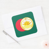 Bangladescher Flagge & NationalEmblem, Bangladesch Quadratischer Aufkleber (Umschlag)