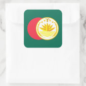 Bangladescher Flagge & NationalEmblem, Bangladesch Quadratischer Aufkleber (Tasche)