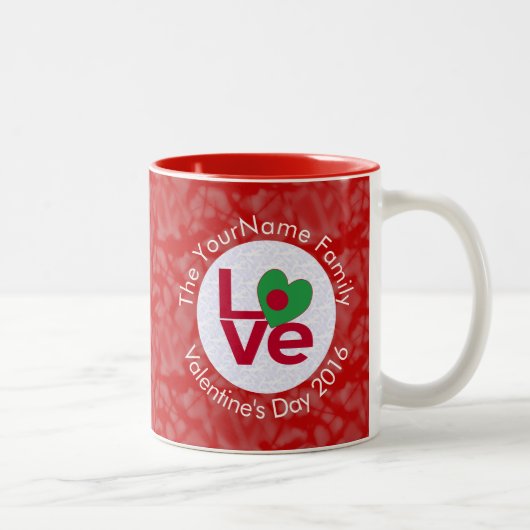 Bangladeschische Flagge Herzenrot-LIEBE Zweifarbige Tasse (Rechts)