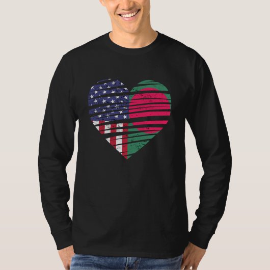 Bangladesh American Grown Heart USA Patriot Herita T-Shirt (Vorderseite)