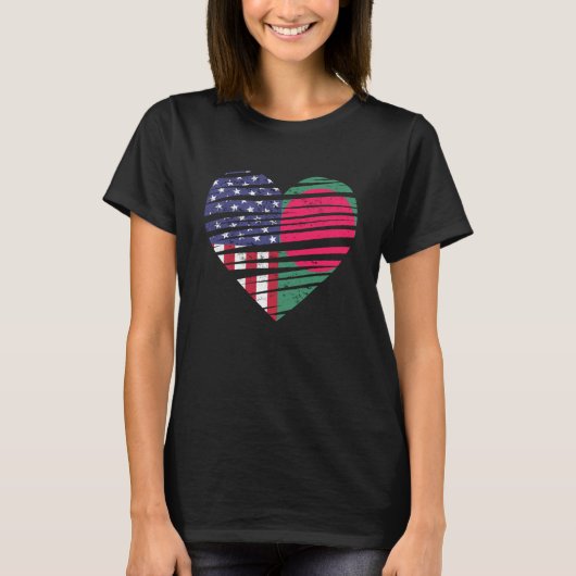 Bangladesh American Grown Heart USA Patriot Herita T-Shirt (Vorderseite)