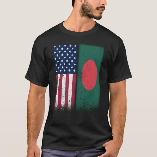 Bangladesh Bangladesch American Flags Proud USA T-Shirt (Vorderseite)