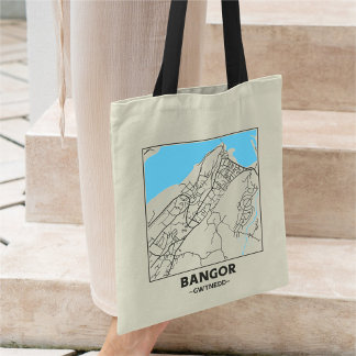 Bangor, Gwynedd City Map Tote Bag Tragetasche