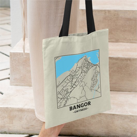 Bangor, Gwynedd City Map Tote Bag Tragetasche