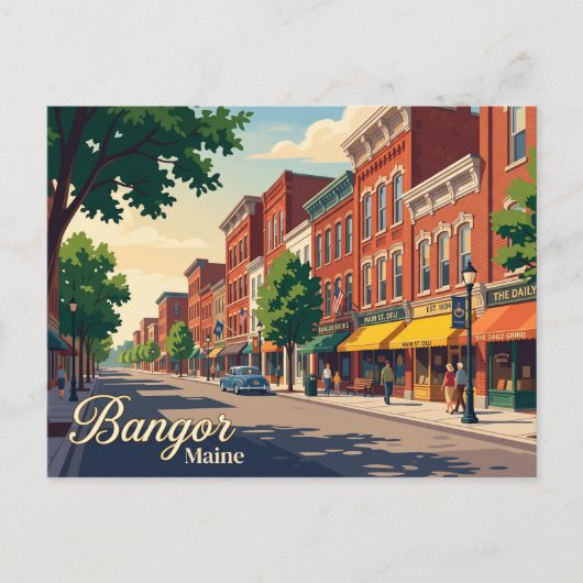 Bangor Main Street USA Postkarte (Vorderseite)