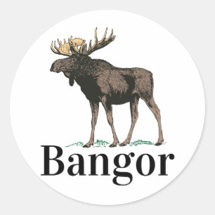 Bangor Maine Elch Runder Aufkleber