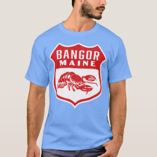 Bangor Maine Retro Shield Red T-Shirt