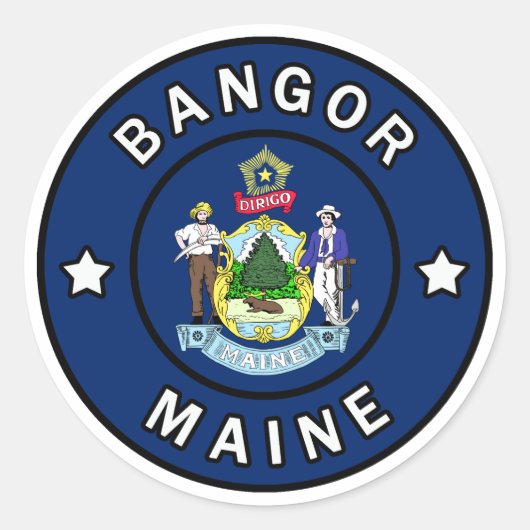 Bangor Maine Runder Aufkleber (Vorderseite)