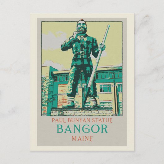 Bangor Maine USA, Paul Bunyan Statue Postkarte (Vorderseite)