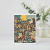 Bangor ME Grafikdesign farbenfroh Postkarte (Stehend Vorderseite)