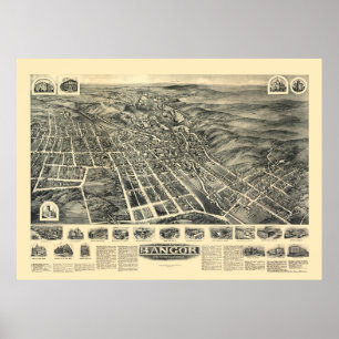 Bangor, PA Panoramic Map - 1918 Poster