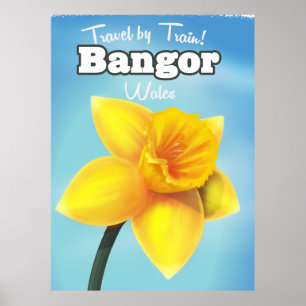 Bangor, Wales Vintag Daffodisches Reiseposter Poster