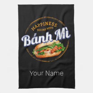 Banh Mi Street Food Baguette Vintag Vietnam Retro Geschirrtuch