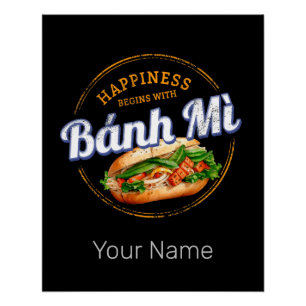 Banh Mi Street Food Baguette Vintage Vietnam Retro Poster