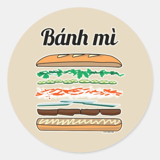 Banh Mi Vietnamese Sandwich französisches Brot Bag Runder Aufkleber (Vorderseite)