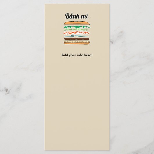 Banh MI vietnamesisches Stangenbrot des Menükarte (Vorderseite)