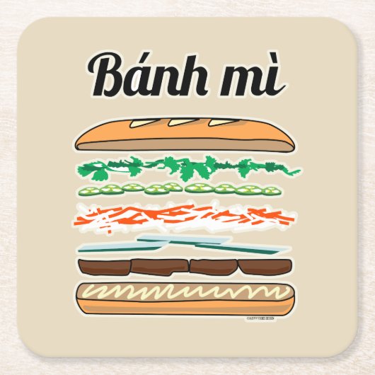Banh MI vietnamesisches Stangenbrot des Rechteckiger Pappuntersetzer (Vorderseite)