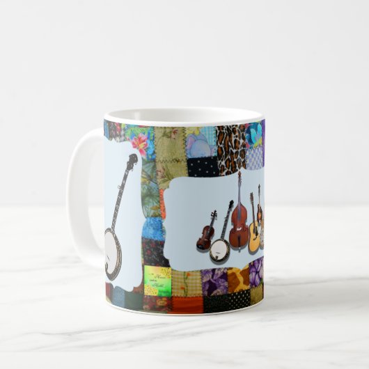 BANJO--BLUEGRASS BAND-QUILTED KAFFEETASSE (Vorderseite Links)