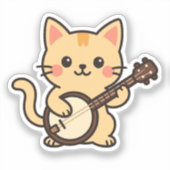 Banjo Cat Country Vibe Aufkleber (Vorderseite)