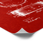 Banjo Construction Patent - Burgund Red Poster (Ecke)