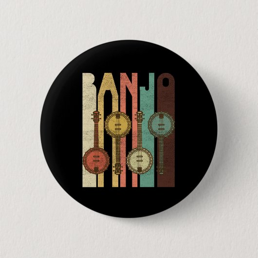 Banjo Country Music Instrument Bluegrass Band Gesc Button (Vorderseite)