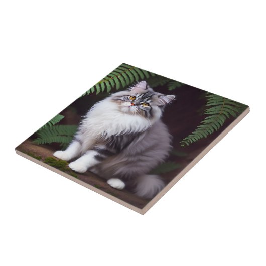 Banjo der Perser: Ein flauschiges Grau und Weiße F Fliese (Seite)