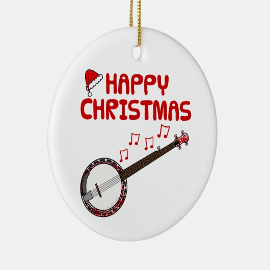 Banjo Folk Musician Weihnachtsdekoration Keramik Ornament (Rechts)