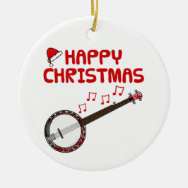 Banjo Folk Musician Weihnachtsdekoration Keramik Ornament