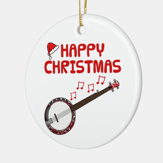 Banjo Folk Musician Weihnachtsdekoration Keramik Ornament (Links)