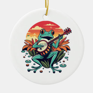 Banjo-Frosch Keramik Ornament