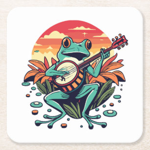 Banjo-Frosch Rechteckiger Pappuntersetzer