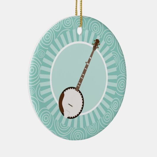 Banjo Fun Turquoise Swirl Music Keramik Ornament (Rechts)