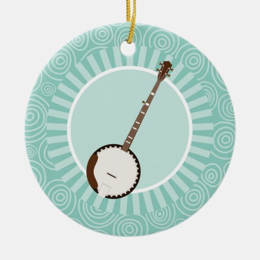 Banjo Fun Turquoise Swirl Music Keramik Ornament (Vorne)