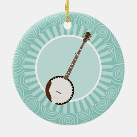 Banjo Fun Turquoise Swirl Music Keramik Ornament (Hinten)