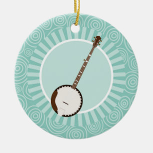 Banjo Fun Turquoise Swirl Musik Keramik Ornament