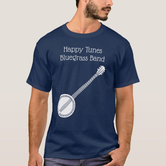 Banjo Graphic Bluegrass Themed Custom Text T-Shirt (Vorderseite)