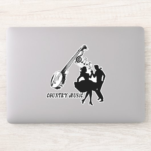 Banjo Guitar Country Music Dancers Silhouette Art Aufkleber (Computer)